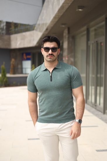 Erkek Polo Yaka Fermuar Detaylı Tişört resmi